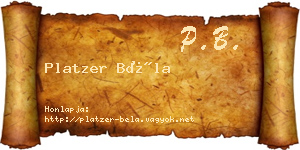 Platzer Béla névjegykártya
